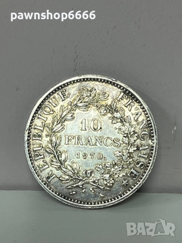 Сребърна монета Франция 10 франка, 1970, снимка 2 - Нумизматика и бонистика - 52606698