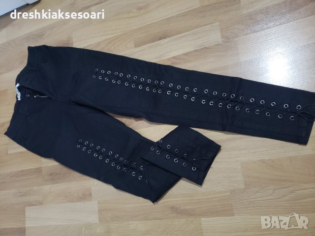 Черни дънки с връзки, снимка 1