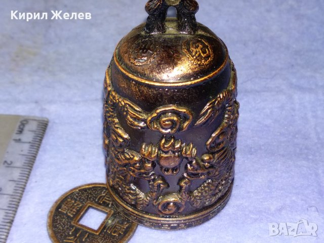 КРАСИВА КИТАЙСКА ТРАДИЦИОННА ФЪН ШУЙ МЕСИНГОВА ПОМЕДНЕНА ОРНАМЕНТИРАНА КАМБАНКА ЗВЪНЧЕ 21441, снимка 2 - Декорация за дома - 43805251