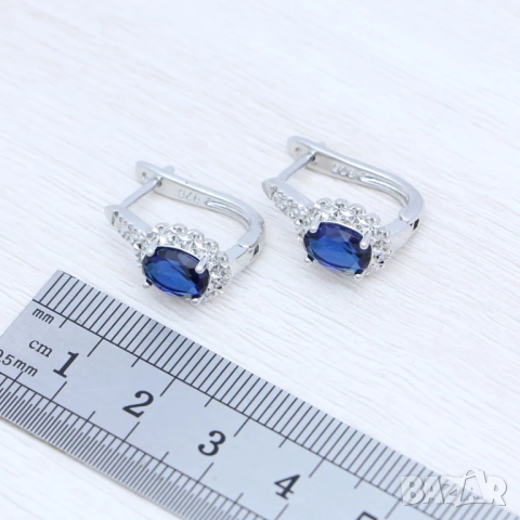 Сребърен комплект със сапфири, снимка 3 - Бижутерийни комплекти - 44885856