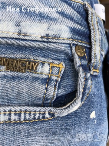 Нови дънкови дамски панталони висока талия  дамски дънки Givenchy Paris накъсани сини еластични , снимка 5 - Дънки - 43057927