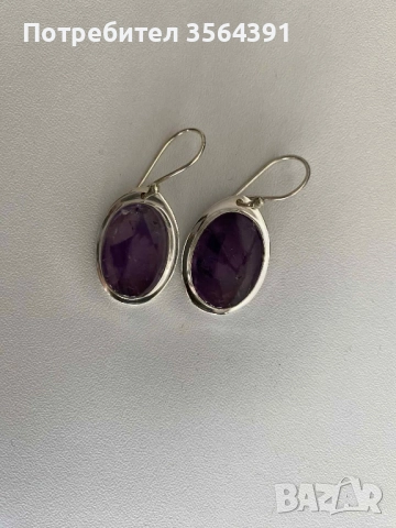 Сребърни обеци с Аметист, снимка 3 - Обеци - 52753375