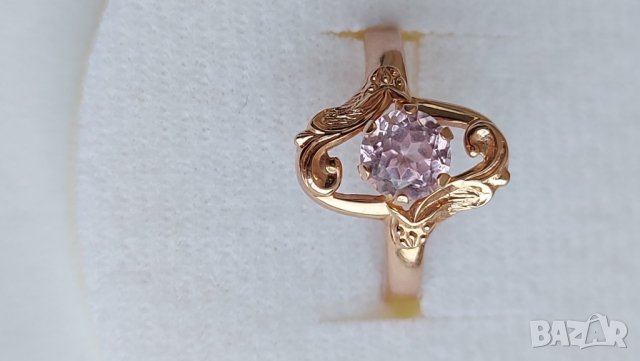 Руски златен пръстен с розов сапфир, снимка 3 - Пръстени - 40053876