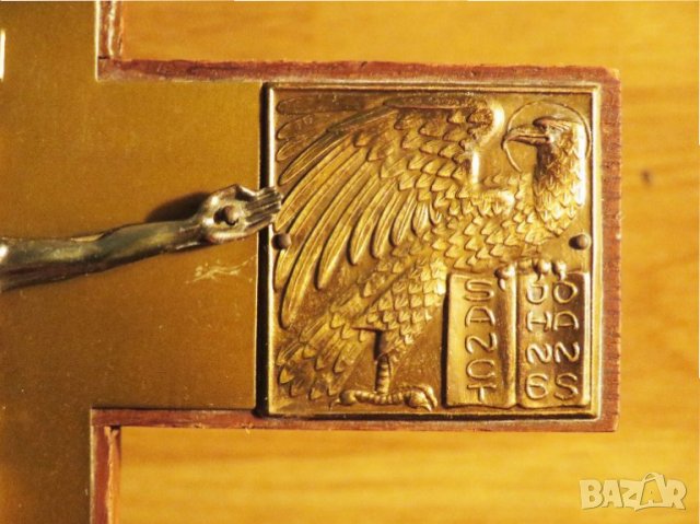 Стар кръст разпятие Христово, Исус Христос 22 х 16 см  със орнаменти и  светии от бронз религия, снимка 6 - Антикварни и старинни предмети - 35417142