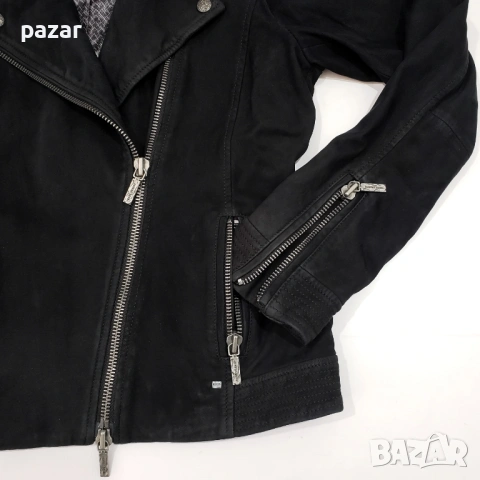 HUGO BOSS ORANGE JAMELA 50323097 Дамско Кожено Яке Велур S-M, снимка 4 - Якета - 53446957