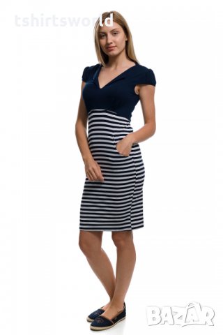  Нова дамска елегантна моряшка рокля
