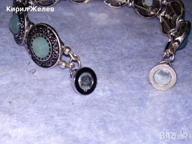 ПОСРЕБРЕНА ЛАКИРАНА АР ДЕКО СТИЛ КРИСТАЛНА ОРНАМЕНТИРАНА ГРИВНА с МАГНИТНА ЗАКОПЧАЛКА 38028, снимка 6 - Гривни - 40837056