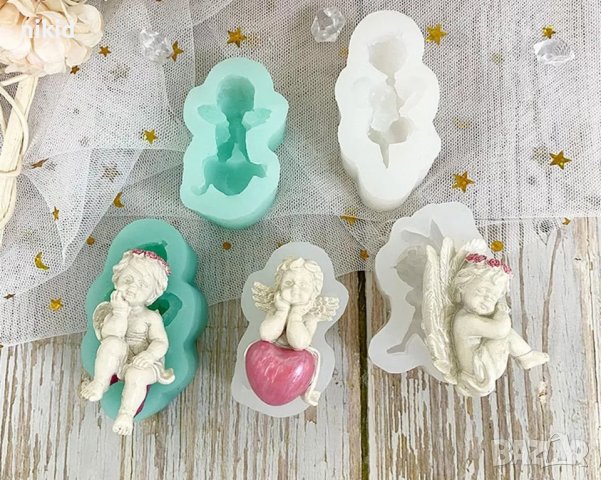 Свито ангелче с венец ангел силиконов молд форма декорация украса фондан торта мъфини и др, снимка 4 - Форми - 19547437