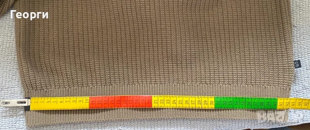 Унисекс пуловери от рипсено плетиво в цвят каки с кръгло деколте, снимка 4 - Пуловери - 52288510