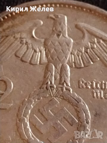 Сребърна монета 2 райхсмарки 1937г. Нацистка Германия Трети Райх с СХВАСТИКА за КОЛЕКЦИЯ 42049, снимка 4 - Нумизматика и бонистика - 43798672