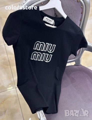 Дамска Черна тениска  MiuMiu IM315, снимка 1 - Тениски - 34099947