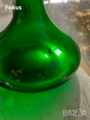 Невероятна голяма зелена кана гарафа декантер, снимка 4 - Антикварни и старинни предмети - 51169425