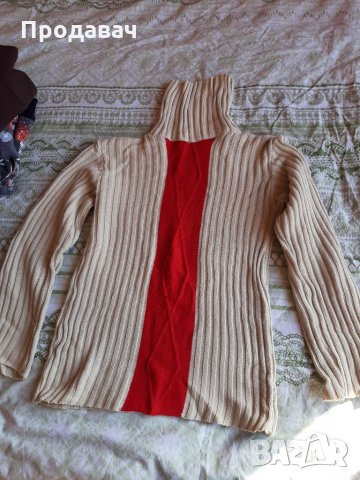 Плетено поло в бежов цвят, снимка 1 - Блузи с дълъг ръкав и пуловери - 28272041