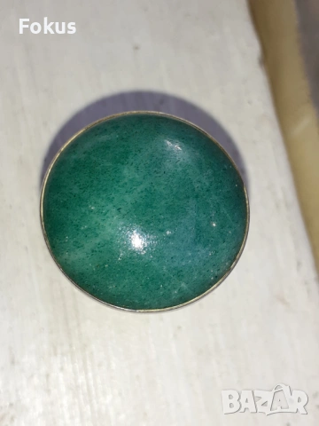 Уникална антикварна сребърна тапа бутилка Арт Деко Авантюрин, снимка 6 - Антикварни и старинни предмети - 53357926