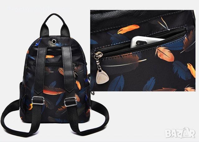 Дамска раница Emma, 3D Принт, Черна, снимка 7 - Раници - 32836372