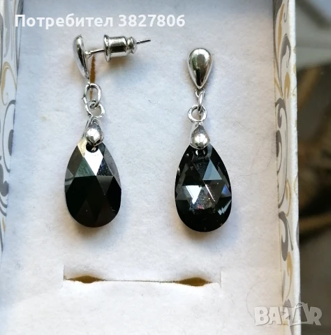 Комплект обеци с камъни Сваровски Swarovski, снимка 4 - Обеци - 51207829