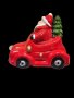 Коледна декорация Дядо Коледа с червена кола и светещи фарове, снимка 2