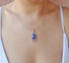сребърна висулка с лунен камък, танзанит или розов опал, снимка 2
