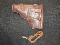 Кожен кобур за пистолет Макаров ПМ – българско производство с ремък, снимка 3
