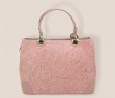 Дамска чанта от естествена кожа с ефектна щампа в розово, снимка 2