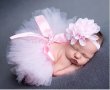 Светло бебешко розова туту пола пачка поличка лента с пандела за глава за бебе фотосесия фото декор, снимка 1