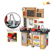 Детска кухня със светещи керамични котлони, реалистични звуци и мивка с течаща вода (84см), снимка 2 - Играчки за стая - 37433550