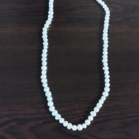 Естествени бели перли -колие , снимка 1 - Колиета, медальони, синджири - 43120230
