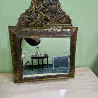 Много красиво антикварно френско огледало с месингов обков , снимка 3 - Антикварни и старинни предмети - 43569650