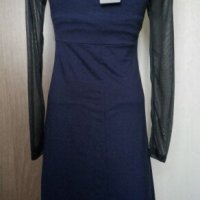 Елегантна рокля от черен тюл и тъмно синьо трико 🍀👗XS,S,M🍀👗арт.064, снимка 3 - Рокли - 27394753