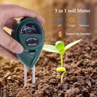 Влагомер за почва PH метър термометър почвен анализатор светломер 4в1, снимка 12 - Градински цветя и растения - 39552751