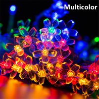 Многоцветни коледни LED лампички с цветя с щепсел, дължина - 5м ,28бр лампички, снимка 4 - Декорация за дома - 43473847