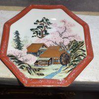 Порцелан японска ръчно рисувана чиния Kutani - маркировка, снимка 4 - Антикварни и старинни предмети - 37921106