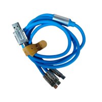  Универсален, светещ, троен кабел с накрайници за iPhone / TYPE C / microUSB , снимка 8 - USB кабели - 42995345