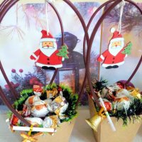 Коледни кошнички с бонбони и късметче ,8лв , снимка 2 - Декорация за дома - 35056190