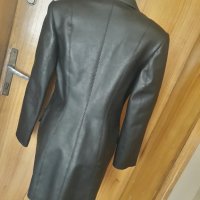 Черно кожено сако-манто-яке от корава изкуствена кожа Л, снимка 4 - Палта, манта - 34605072