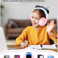 Bluetooth 5.1 безжични детски слушалки сгъваеми,розови и лилави, снимка 5 - Безжични слушалки - 43759784