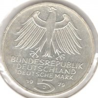 Germany-5 Deutsche Mark-1979 J-KM#150-Arch. Institute-Silver, снимка 2 - Нумизматика и бонистика - 37625496