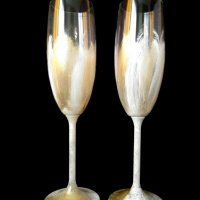 Сватбени Кристални чаши Бяло и Златно, снимка 1 - Сватбени аксесоари - 40111922
