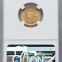 1908 Peru Gozg 1/2 Libra - NGC AU 58 - Златна Монета, снимка 2 - Нумизматика и бонистика - 43772812