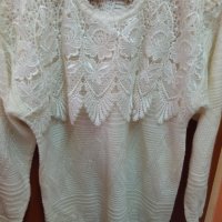 Елегантна блуза,туника фино плетиво и дантела, снимка 1 - Туники - 40777456