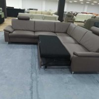 Кожен ъглов диван с ф-я сън цвят Мока "Vito Spring", снимка 2 - Дивани и мека мебел - 39331004