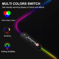 RuoCherg RGB игрална подложка за мишка 800x300,за геймъри,противоплъзгаща гумена основа и водоустойч, снимка 2 - Други - 43283907