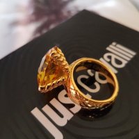 Just Cavalli-оригинален нов,18к.позлатен пръстен със естествен цитрин, снимка 7 - Пръстени - 35373774