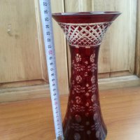 Кристална ваза цветен червен кристал, снимка 7 - Антикварни и старинни предмети - 36981971