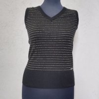 Дамски черен топ, пуловер без ръкави, снимка 2 - Блузи с дълъг ръкав и пуловери - 42957583