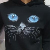 Нов дамски суичър с 3D трансферен печат Котка със сини очи, снимка 4 - Суичъри - 27537021