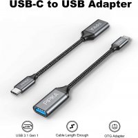PIPIKA USB C към USB 3.0 адаптер, USB C мъжко към USB A женско, 5Gbps, найлонова оплетка, снимка 3 - USB кабели - 40119312