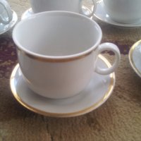 Чашки за кафе и чай с чинийки, златен кант, снимка 5 - Чаши - 26608162