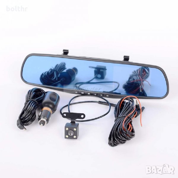 Видeорегистратор в огледало за обратно виждане за автомобил, 4.5" Full HD дисплей, 1080P 170° предна, снимка 1