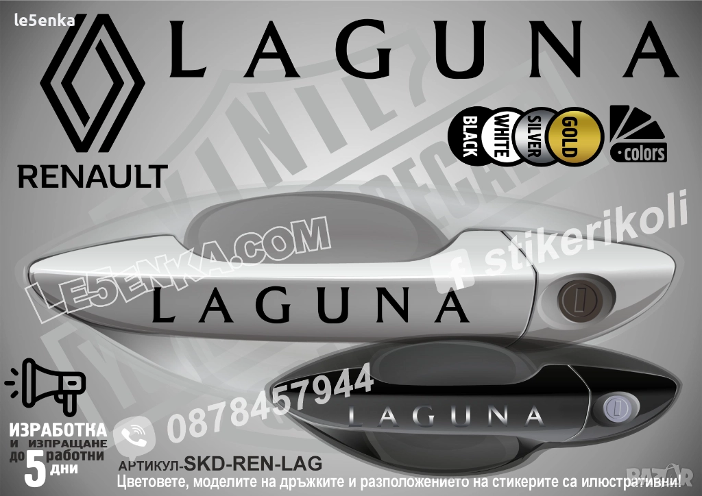 Renault Laguna стикери дръжки SKD-REN-LAG, снимка 1